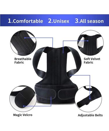 Posture Corrector for Men & Women - Back Brace & Shoulder Support Trainer for Neck Pain Relief - Large Black - Buy Online on GoSupps.com