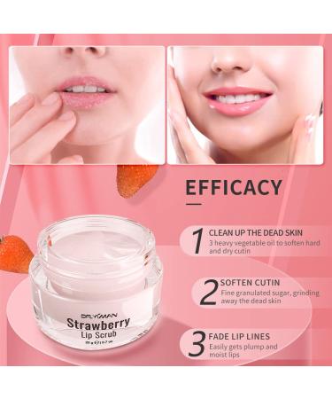 Dr.YIMAN Sugar Lip Scrub Exfoliator for Dry, Chapped Lips - Moisturizing Strawberry Lip Care Treatment - Buy Online on GoSupps.com