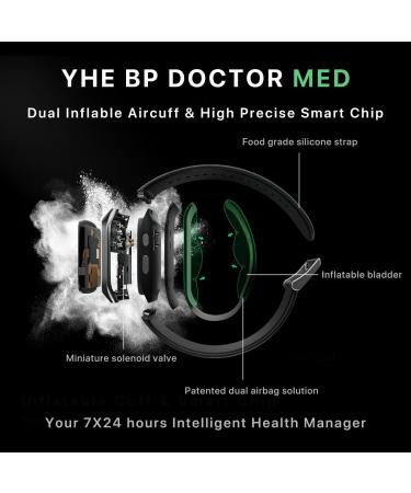 YHE BP Doctor Med Smartwatch - Blood Pressure & Heart Rate Monitor with Dual Cuff 24/7 Stress & Sleep Tracking for Android & iOS - Silver - Buy Online on GoSupps.com