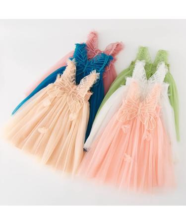 PythJooh Baby Girl Tulle Dress with Butterfly Wings | Toddler Princess Dress | 2-3 Years | Dusty Pink - Buy Online on GoSupps.com