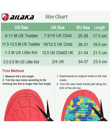 Ailaka Kids Orthotic Arch Support Insoles for Flat Feet & Plantar Fasciitis - Size 3.5-5.5 M US Little Kid - Buy Online on GoSupps.com