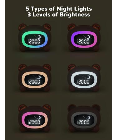 LIORQUE Kids Alarm Clock Children's Sleep Trainer Grow Clocks for Kids with Sun & Moon Rise Wake Up Light & Night Light Sleep Training Clock for Toddlers Bedroom Bear - Buy Online on GoSupps.com