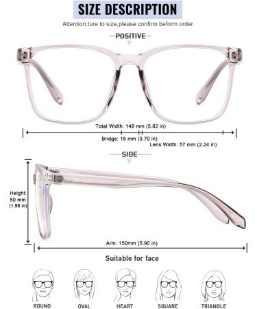 PANNER Blue Light Blocking Glasses Oversized Square Computer Glasses Anti Blue Light for Women Men Light Purple - Buy Online on GoSupps.com