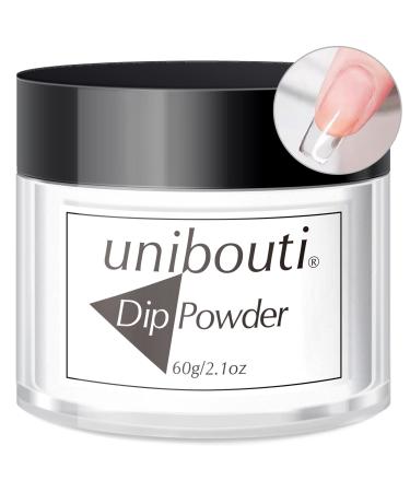 Unibouti Clear Dip Powder Nail Color  2.1oz/60g Ultra Capacity  Dipping Nail Powder Refill Set for Nail Salon/DIY at Home 2.1 Ounce 01-Clear