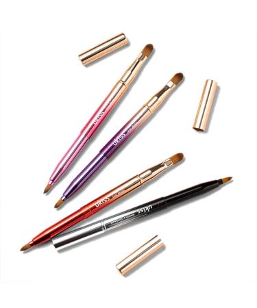4 Piece Gradient Retractable Makeup Brush Set for Lips, Eyes, and Foundation - Dual End Travel Brush Tool with Cap - Buy Online on GoSupps.com