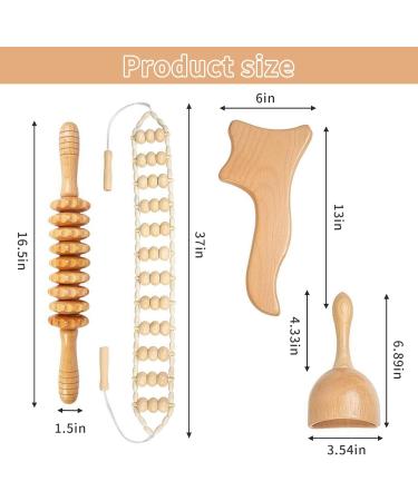 Premium Wood Scooter Massage Set - Gua Sha Board & Massage Cups for Neck Legs & Back Pain Relief - Body-Shaping Massage Solutions (4 Piece) - Buy Online on GoSupps.com