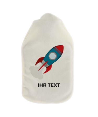 Stamp factory-hot water bottle with personalized cover-cozy hot water bottle cover with desired text such as names design-gift idea for children & adults (800 ml | rocket)