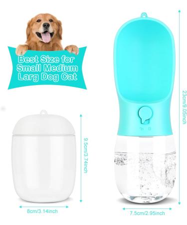 JOPHEK Portable Pet Drinking Bottle - 300ml Leak-Proof Dog & Cat Water Bottle with 100ml Food Mug & Activated Carbon Filter - Ideal for Daily Walks & Travel - Blue - Buy Online on GoSupps.com