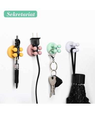 4-Pack Adhesive Hooks - Silicone Toothbrush Holder Key Hook Cable Organizer & Razor Bracket for Bathroom & Kitchen - 4 Colors - Buy Online on GoSupps.com