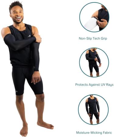 CompressionZ Arm Sleeves for Men & Women - UV Protection Elbow Sleeve (Black, 1 Pair) - Buy Online on GoSupps.com