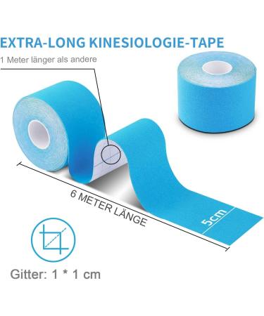 Deilin Kinesiotapes - Waterproof Elastic Kinesiology Tape for Sport | Skin-Friendly Muscle Straps (6m x 5cm) - Blue Black & Pink - Buy Online on GoSupps.com