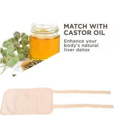 Organic Reusable Castor Oil Packs for Liver Detox - Adjustable & Leak-Proof Kit (Khaki) - Buy Online on GoSupps.com
