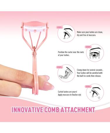 Pink Eyelash Curler with Built-in Comb - Professional Lash Tool with Refills - Buy Online on GoSupps.com