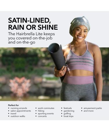 Hairbrella Lite Women's Rain Hat - Waterproof Hair Protection | Adjustable Strap | Packable Black Classic - Buy Online on GoSupps.com