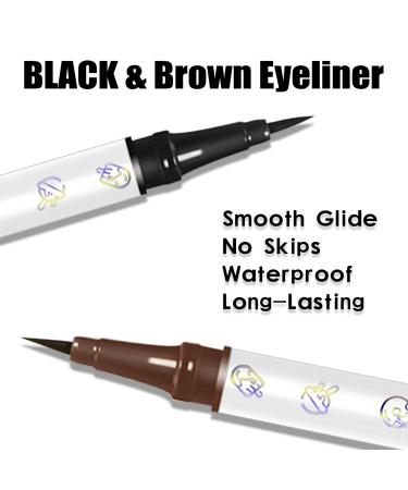 DekRion Black and Brown Waterproof Liquid Eyeliner Set - Long-lasting, Quick Drying Eye Liners for Women - Easy to Use Makeup Tool - Buy Online on GoSupps.com