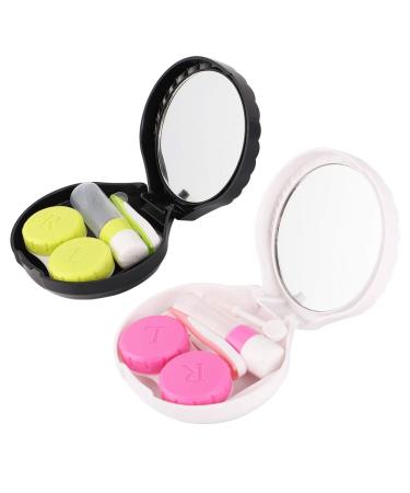 MILISTEN Contact Lens Case Set 2pcs with Mirror Creative Makeup Gift for Girls Women