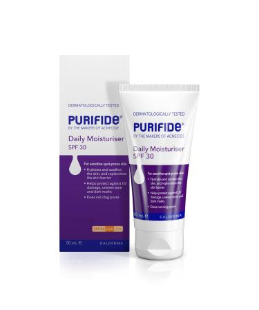 PURIFIDE by Acnecide Moisturiser SPF 30 50ml Face Sun Cream For Acne Prone & Sensitive Skin Daily Moisturiser