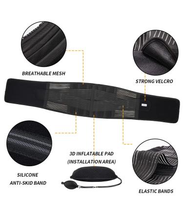 DARLIS Inflatable Back Brace for Herniated Disc & Sciatica Relief - Lumbar Support Belt for Men Women - L/XL 39.5 - 49 - Sedentary Pain Relief - Buy Online on GoSupps.com