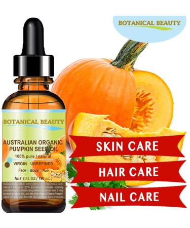 Buy Organic Pumpkin Seed Oil - 100% Pure Cold Pressed Carrier Oil for Face Skin Hair Nails | Botanical Beauty 4 Fl. oz. (120 ml - Buy Online on GoSupps.com