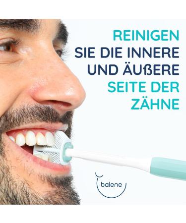 Balene Double-Sided Toothbrush - Deep Clean Inside & Outside Teeth Rotating Handle Antibacterial Filaments Medium Hardness Aquamarine - International Shipping Available - Buy Online on GoSupps.com