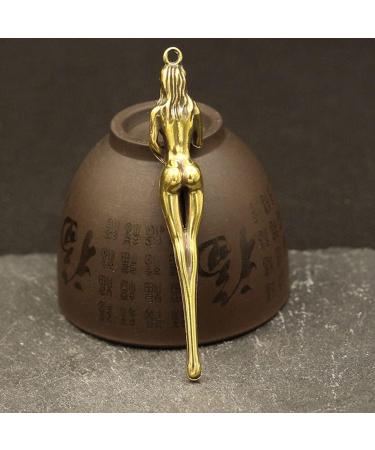 Mini Vintage Ear Spoon With Rope 2PCS Sex Lady Brass Keychain Hangings Tiny Shovel Gold Spoons With Small Round Spatula Wax Carving Tools - Buy Online on GoSupps.com