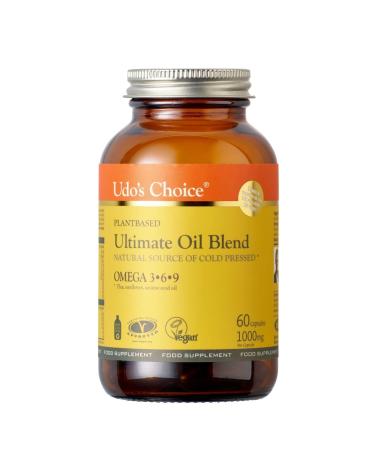 Udo's Choice Ultimate Oil Blend Capsules - Natural Source of Vegan Omega 3 6 & 9 Plant-Based Supports Optimum Health Convenient Capsule Format - 60 Vegecaps - 30 Servings Oil Caps 60 Count (Pack of 1)