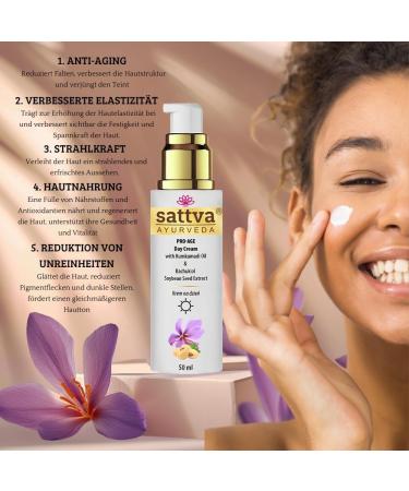 Sattva Face Cream for Men and Women - Anti-Wrinkle Cream Face Pro-Age Day Cream with Kumkumadi Oil - Anti-Ageing Moisturiser Face Cream - Buy Online on GoSupps.com