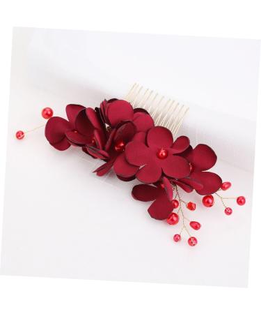 Housoutil 1pc Women Hair Accessories Accesorios Para Wedding Decoration Girl Hair Clips Hair Clips for Men Hair Accessories for Girls Rhinestone Headpiece Comb Red Korean Bride - Buy Online on GoSupps.com