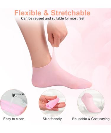 Asilumi 3 Pairs Silicone Socks for Dry Cracked Feet Women Silicone Moisturizing Socks Foot Spa Pedicure Gel Socks for Repairing Dry Feet Foot Care Cracked Heels and Softening Rough Skin - Buy Online on GoSupps.com