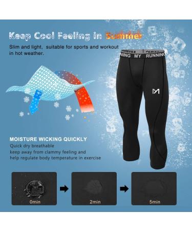MEETYOO Men's 3/4 Compression Pants Large 3 Pack - Comfortable and Durable Performance Wear - Buy Online on GoSupps.com