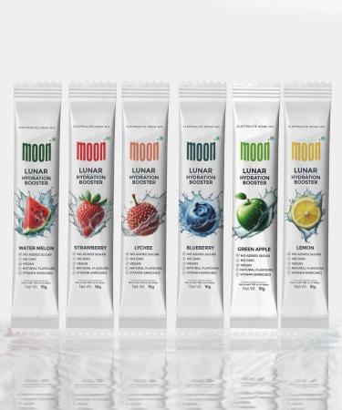 Moon Hydration Booster Variety Pack (18 Sticks) Sugar-Free Electrolyte-Rich Keto-Friendly Instant Hydration Natural Flavors Boosts Energy & Immunity