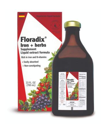 Flora Floradix Iron + Herbs Supplement Liquid Extract Formula 23 fl oz (700 ml)