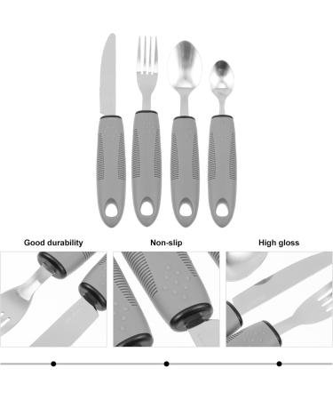 Adaptive Utensils Built up Fork Spoon Rocker Knife Easy Grip Silverware for Adults Elderly Weak Hand Patients Disabled Light Grey 3 Piece Set (Color : Light Grey-1) - Buy Online on GoSupps.com