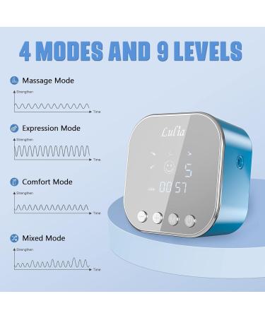 2023 Upgraded Lulia Double Electric Breast Pump - Portable, Strong Suction, Painless - 2 Flange Sizes, 4 Modes, 9 Levels - Ultra Silent, Rechargeable - Blue - Buy Online on GoSupps.com