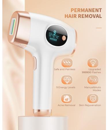 Pain-Free Laser Hair Removal Device - 9 Energy Levels 3 Functions 999 900 Light Impulses - Perfect for Women Armpits Legs & Body - Buy Online on GoSupps.com