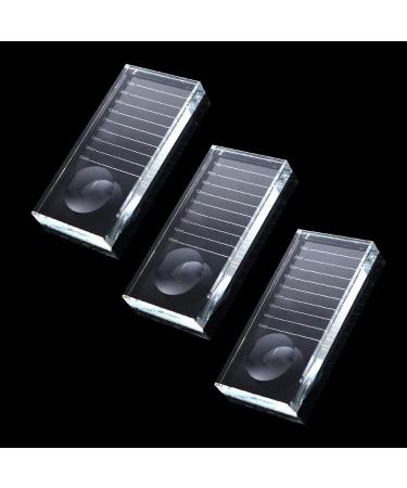 2-In-1 Eyelash Extension Crystal Pallet  Glass False Lashes Stand Tray  Strip Tile Holder For Lashes Adhesive Glue  Nail Art Painting Color Toning Glass Board (3Pcs)
