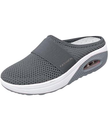 PGOJUNI Women's Diabetic Air-Cushion Platform Sneakers - Slip-On Orthopedic Walking Shoes (Dark Gray, Size 9) - Buy Online on GoSupps.com