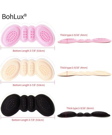 BohLux Heel Cushion Inserts - 2 Thin 1 Thick - Shoe Pads for Loose Shoes, Grips Liners, Blister Protectors - Women Men - Buy Online on GoSupps.com
