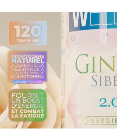 WELLNESS OPTI Siberian Ginseng - 120 Tablets - Natural Energizer for Two Months Use - Daily Dose 2000 mg - Support Your Daily Activity and Mental Performance - Buy Online on GoSupps.com