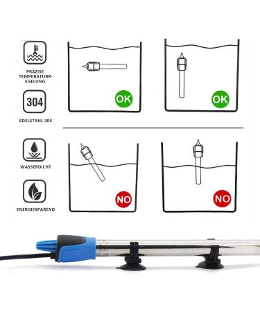 ESOES 50W Adjustable Stainless Steel Aquarium Heater - 304 Heating Element for Fish Tanks (18-34 220V) - Buy Online on GoSupps.com