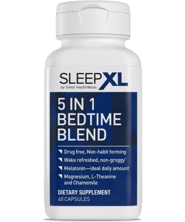 SleepXL Sleep Supplement Non-Habit-Forming Formula - Fall Asleep Faster & Sleep Longer - 5 key ingredients include Melatonin L-Theanine Chamomile Magnesium & Vitamin B6 (60 Capsules 30 Servings) - Buy Online on GoSupps.com