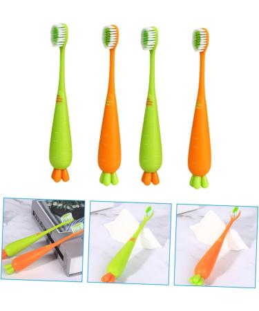 Frcolor 4-Piece Carrot Shaped Children's Toothbrush Set - Soft Contoured Bristles for Toddlers | Cute & Effective Oral Care - Buy Online on GoSupps.com