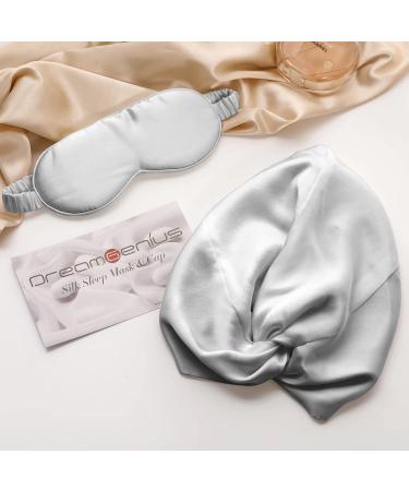 22 Momme 100% Pure Mulberry Silk Grey Sleep Cap for Women - Double Layer Hair Bonnet for Sleeping - Buy Online on GoSupps.com