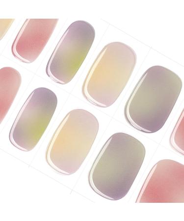 Danni & Toni Half hardened gel nail films (Rainbow swirls) Colorful rainbow graduation glossy gel nail semi-hardened nail film wraps 28 sticker rainbow swirls-de2