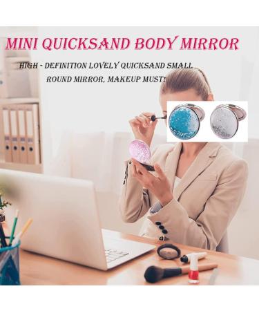 AKOAK Compact Quicksand Pocket Travel Makeup Mirror - Double Sided 1x/2x Magnification - Pink - Buy Online on GoSupps.com