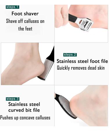 Foot File Pedicure Sets for Feet 8 in 1 Foot Files Foot Care Foot Scrubber Kit Hard Skin Remover Foot File Scraper Grater Rasp Dead Skin Remover Callus Remover Shaver for Women Men - Buy Online on GoSupps.com
