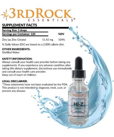 HI Z Chelated Zinc Supplement for Immune Support - 120 Day Supply | Liquid Zinc Citrate for Kids & Adults | Skin Care, Vegan & Non-GMO - 120 Servings - Buy Online on GoSupps.com
