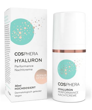 Cosphera Hyaluron night cream 100 vegan night care for wrinkles bags and circles around the eyes 30 ml face cream for women and men