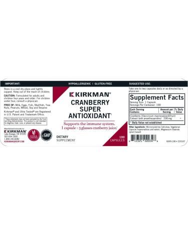 Cranberry Super Antioxidant 100 Capsules Kirkman Labs - Buy Online on GoSupps.com