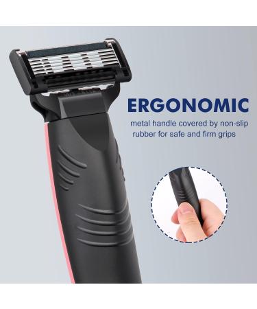 Arisson Men's Razors Set - Ergonomic Handle 4 Blade Refills Travel Cover & Shave Gel (Pink) - Premium Shaving Essentials for Men - Buy Online on GoSupps.com